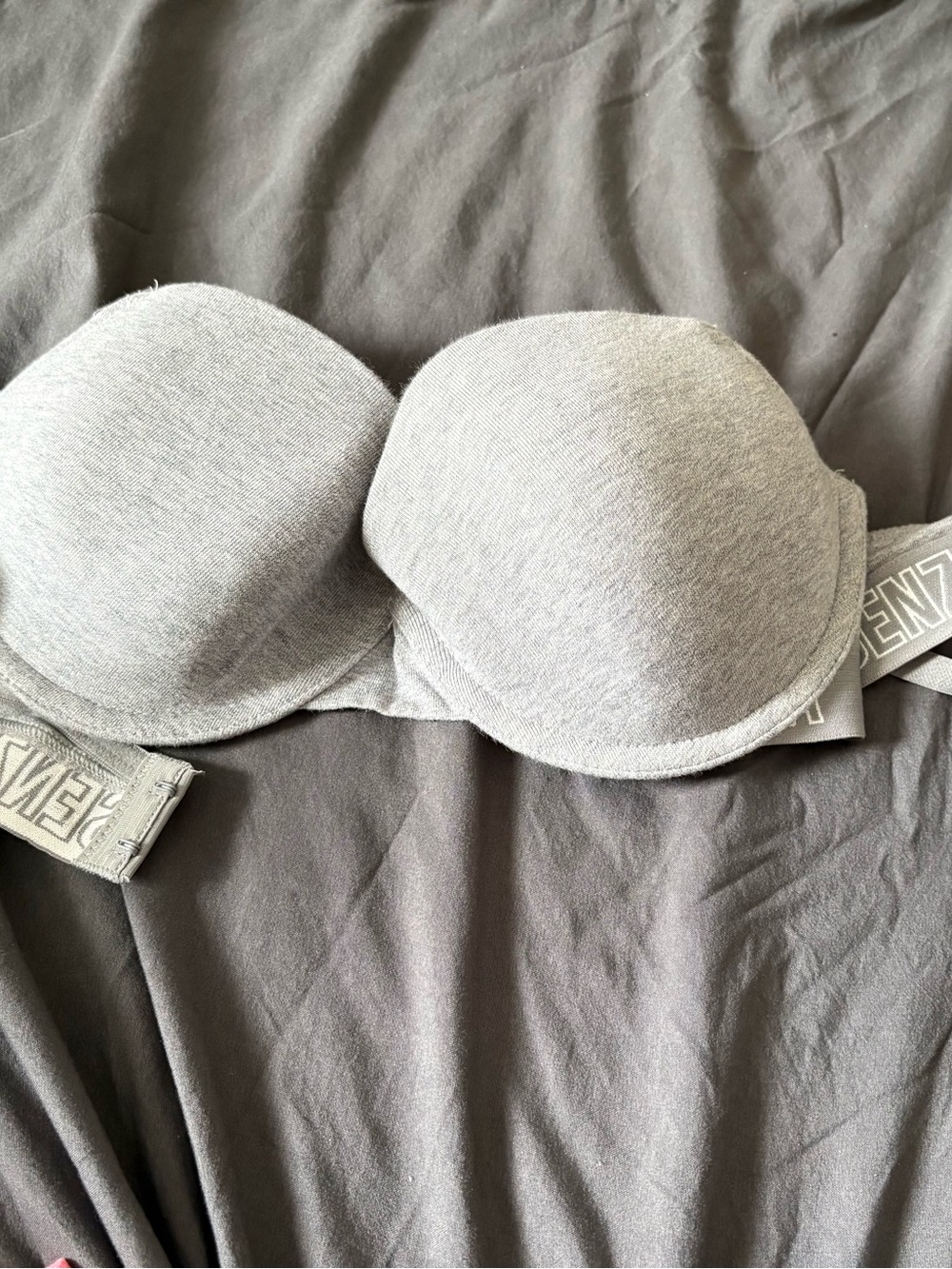 La SENZA Grey Strapless Padded Bra with Logo Band